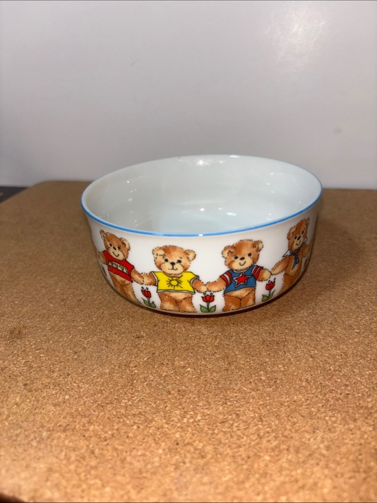 Other - 💐3/$15 Children's Ceramic Teddy Bear Bowl - White with Multicolor Bears